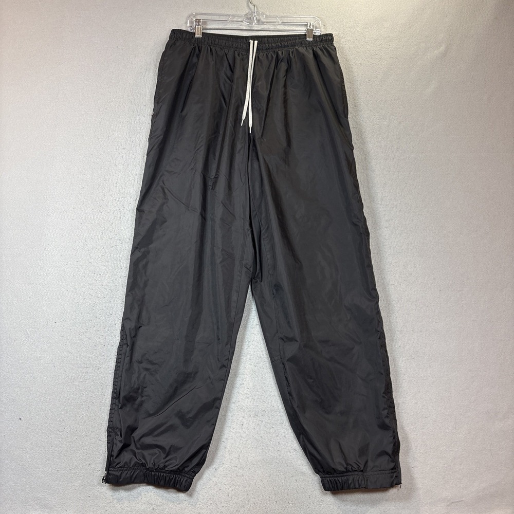 Vtg Nike‎ Track Pant Black Windbreaker Ankle Zip Lined Gray Tag Y2K Men L EUC
